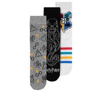 United Labels 3 pares de calcetines Harry Potter para hombre, gris, negro y blanco, calcetines para hombre Hogwarts, multicolor, 43-46