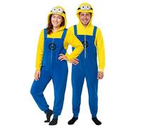 United Labels Disfraz de Minions para adultos, XL, amarillo y azul, mono unisex, mono con capucha, mono de una pieza para carnaval fiesta temática