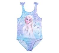 United Labels Disney Frozen - Bañador infantil con lazos para niña, diseño de Elsa Frozen, color azul, azul, 122 cm-128 cm
