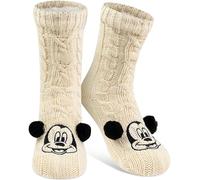 United Labels Disney Mickey Mouse Calcetines para mujer, color blanco, talla única 38-43, calcetines suaves con forro de sherpa, calcetines cálidos, calcetines de cabaña
