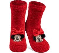 United Labels Disney Minnie Mouse Calcetines para Mujer, Rojo, Talla Única 38-43, Calcetines de Tope Esponjosos con Forro Sherpa, Calcetines Calientes, Calcetines de Cabaña