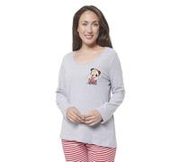 United Labels Disney Minnie Mouse Pijama Mujer Gris Rojo Conjunto Pijama Largo Pijama Navidad, gris/rojo, M