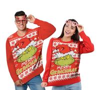 United Labels El Grinch suéter de Navidad Unisex - Feliz Grinchmas Invierno de Punto Sudadera Jersey Feo de Navidad para Hombres y Mujeres Rojo (DE/NL/SE/PL, alfanumérico, L, Regular, Regular, Rojo)