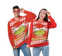 United Labels El Grinch suéter de Navidad Unisex - Feliz Grinchmas Invierno de Punto Sudadera Jersey Feo de Navidad para Hombres y Mujeres Rojo (DE/NL/SE/PL, alfanumérico, M, Regular, Regular, Rojo)
