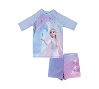 United Labels Frozen Elsa bañador de 2 Piezas UV 30 para niña, Morado, Talla 134/140, Camiseta + Short