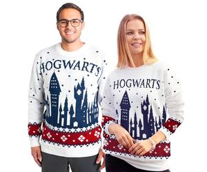 United Labels Harry Potter Hogwarts - Sudadera de invierno para hombre y mujer, color blanco, 100% poliacrílico, Blanco, L