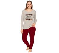 United Labels Harry Potter - Pijama largo para mujer, color beige y rojo, Hogwarts is My Home, conjunto de pijama de manga larga y pantalones, pijama para mujer, Beige/rojo, XL