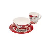 United Labels Harry Potter - Vajilla de 3 piezas, color rojo, de porcelana, con plato de 19 cm de diámetro, taza de 220 ml y cuenco de 330 ml