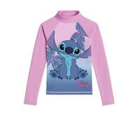 United Labels Lilo & Stitch Camiseta de baño UV 30 para niña, Manga Larga, Rosa/Azul, Talla 122/128