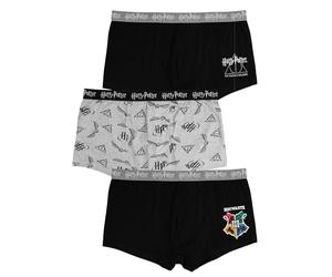 United Labels Pack de 3 calzoncillos tipo bóxer Harry Potter para hombre, color negro y gris, calzoncillos de algodón, estilo retro, ropa interior para hombre, negro / gris, XXL