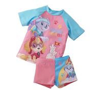 United Labels Paw Patrol - Bañador de dos piezas con protección UV 50+ para niña, color rosa, con camiseta y pantalón, color rosa, rosa/azul, 98-104