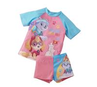 United Labels Paw Patrol - Bañador de dos piezas con protección UV 50+ para niña, color rosa, con camiseta y pantalón, color rosa, rosa/azul, 122-128