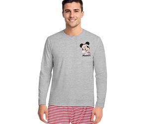 United Labels Pijama Disney Mickey Mouse para Hombre, Gris Rojo, Juego de Pijama Largo, Pijama para Navidad, gris/rojo, M