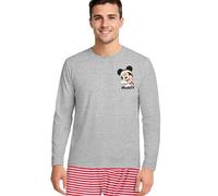 United Labels Pijama Disney Mickey Mouse para Hombre, Gris Rojo, Set de Pijama Largo, Pijama para Navidad, gris/rojo, XL