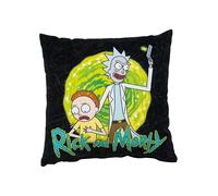 United Labels Rick and Morty Cojín 30 x 30 cm, Negro, Cojín de sofá Portal Gun, cojín decorativo para fans