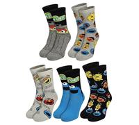 United Labels Sesame Street - 5 pares de calcetines para hombre, color gris y negro, talla 40-45, calcetines para hombre