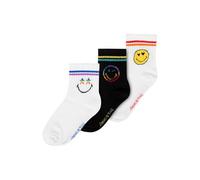 United Labels Smileyworld Calcetines para hombre y mujer - Smiley Unisex Zapatillas deportivas mujeres y hombres Medias Blanco/Negro (paquete de 3), blanco / negro, 43-46