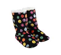 United Labels Smileyworld - Zapatillas de casa para mujer, diseño de cara sonriente, botas de invierno, botas de casa, forradas, color negro, Negro , 37/38 EU