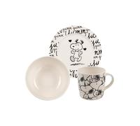 United Labels Snoopy Snoopy - Juego de desayuno infantil (porcelana, 3 piezas, con plato, cuenco y taza, apto para lavavajillas y microondas)