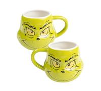 United Labels Taza de cerámica de 320 ml con cara de Grinch en 3D, verde, taza de café divertida en caja de regalo
