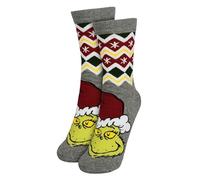 United Labels The Grinch Calcetines Mujer - XMAS Mujeres Zapatillas Medias Gris