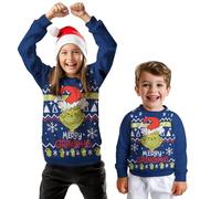 United Labels The Grinch Christmas Sweater for Kids - Merry Grinchmas Winter Knitted Pullover Sweatshirt Ugly Christmas Sweater Christmas Azul (DE/NL/SE/PL, Numeric, 134, 140, Regular, Azul)