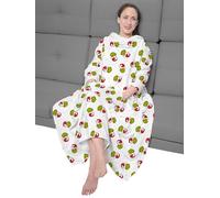 United Labels The Grinch TV Manta con mangas y bolsillos, estampado completo, mullida, con bolsillo grande, 130 x 170 cm, color blanco