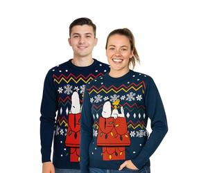 United Labels The Peanuts Snoopy Jersey de Navidad unisex, azul, invierno, suéter de punto, Ugly Christmas Sweater para hombre y mujer, azul, S