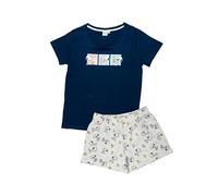 United Labels The Peanuts Snoopy Pijama para Mujer - Conjunto de Pijama de Manga Corta con Pantalones Cortos Azul/Gris (DE/NL/SE/PL, Alfanumérico, M, Regular, Regular, Azul/Gris), azul y gris, M