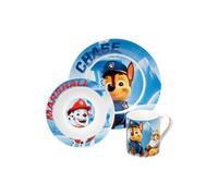 United Labels Vajilla infantil de 3 piezas de Paw Patrol color azul con plato de 19 cm de diámetro, taza de 220 ml y cuenco de 330 ml, vajilla infantil