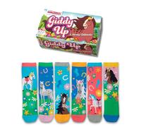 United Oddsocks Giddy Up Box of 6 Horsey Oddsocks For Girls UK 12-5.5 EUR 30.5-38.5