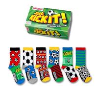 United Oddsocks Kick It Caja de 6 calcetines para niños, multicolor, tallas 30,5-39