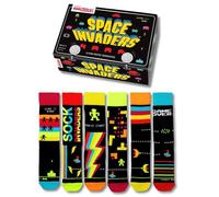 United Oddsocks - Novelty Space Invaders - Box of 6 Oddsocks for Men