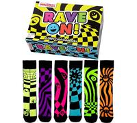 United Oddsocks RAVE ON 6 Odd Socks Caja de regalo | Unisex UK 5-10 | EUR 38-44 | US 6-11, multicolor, Talla única