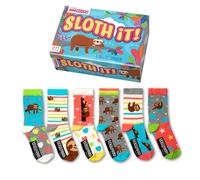 United Oddsocks Sloth It Geschenkbox, 6 bunte Odd Socks für Damen, Mix & Match Faultier-Motiv Socken, entspannte Designs, süße Geschenkidee für Frauen, Geburtstag & Weihnachten, EU 37-42