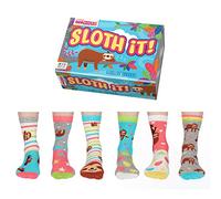 United Oddsocks Sloth It - Juego de 6 calcetines para mujer, talla 37-42 de EE. UU, Multicolor, 4-8