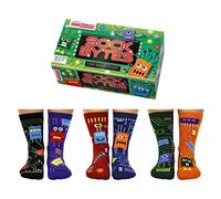 United Oddsocks Sock Bytes, 6 calcetines para romper códigos para niños 30.5-38.5, EUR 30.5-38.5, US 13.5-8 - Juego de regalo de calcetines coloridos con temática de circuito para niños y niñas que