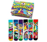 United Oddsocks Sockedelic - Caja de regalo con 6 calcetines para hombre | Calcetines divertidos y divertidos con patrones psicodélicos, regalo divertido y divertido para hombres que aman el estilo