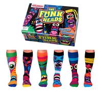 United Oddsocks The Funk Heads Caja Regalo, 6 calcetines desparejados para hombre con estilo funky años 70, calcetines coloridos para mezclar y combinar, regalo original de algodón, EU 39-46