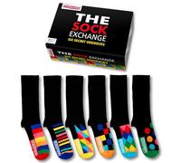 United Oddsocks The Sock Exchange Caja Regalo, 6 calcetines desparejados para hombre negros con suelas de colores, calcetines vestir para mezclar y combinar, regalo elegante de algodón, EU 39-46