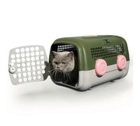 UNITED PETS A.U.T.O. - Transportín rígido para Perros y Gatos, de diseño, Fabricado en Italia, Verde/Gris Pardo, Incluye Alfombrilla higiénica, 51 x 37 x 33 cm, transportín de Viaje