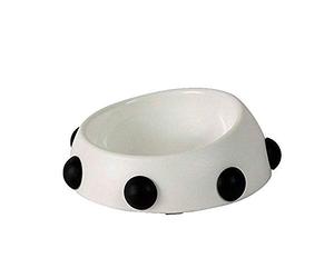 United Pets Boss Nano - comedero para Perros, Made in Italy, Ideal para Bulldog, Doguillo, Pekinés, Boston Terrier. Blanco con Tachuelas Negras, Capacidad 160ml