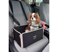 UNITED PETS Car Box - Transportín Coche para Perros - Funda Interior Lavable 100% R-Pet Negro Rosa Plegable Compatible con Todos los Coches Transportín de Viaje