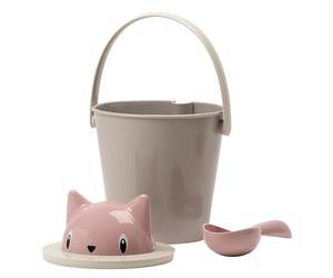 United Pets Crick - Contenedor de Comida para Gatos, Fabricado en Italia, Pala dosificadora incluida, Color Rosa y Gris, Design: Stefano Giovannoni