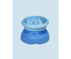 United Pets K2 - Cuenco de diseño para Perros 2 en 1: Normal Cuenco y Cuenco antienredos, Azul, Capacidad 2000 ml, Cuenco para Comer Lentamente, Talla única