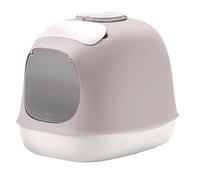 UNITED PETS Minù - Bandeja de Arena para Gatos de diseño, Fabricada en Italia, con Pala y Filtro, Color Blanco/Gris Pardo. Arenero higiénico Cerrado para Gatos