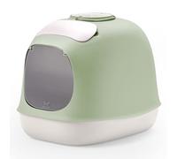 UNITED PETS Minù - Bandeja de Arena para Gatos de diseño, Fabricada en Italia, con Pala y Filtro, Color Verde/Blanco, arenero higiénico Cerrado para Gatos