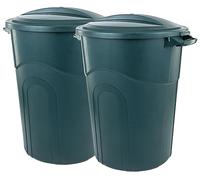 United Solutions Contenedor de basura redondo de 20 galones, verde ecológico, cubo de basura fácil de transportar con construcción resistente, asas de paso y tapa de bloqueo de clic acoplable, paquete