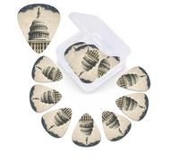 United States Capitol - Púas de guitarra de celuloide de diferentes grosores, paquete de 12 púas de guitarra con caja de almacenamiento personalizada para púas de guitarra acústica