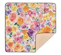 United States Rose Beauty Summer Flowers - Tapete suave y grueso para gimnasio y actividades para interiores y exteriores, tapete acolchado portátil para bebés y niños pequeños, 50 x 50 pulgadas